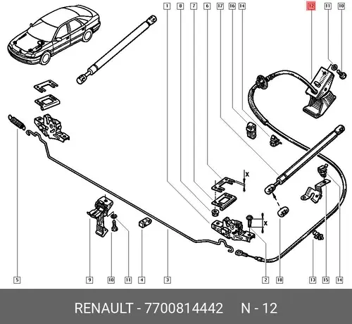 Трос капота 7700814442 RENAULT