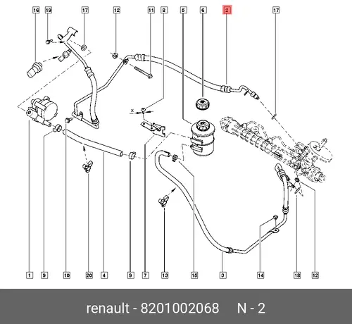 Шланг ГУР RENAULT 8201002068