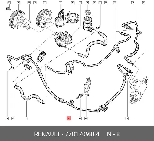 Трубка ГУР RENAULT Scenic 7701709884
