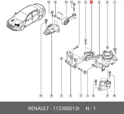 Подушка крепления двигателя RENAULT 112380013R