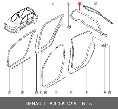 8200097496 УПЛОТНИТЕЛЬ ДВЕРИ RENAULT