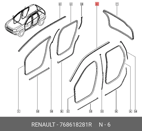 Уплотнитель двери RENAULT 768618281R