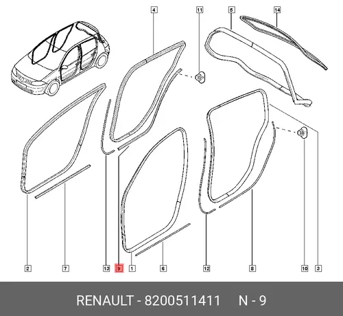 Ручка двери RENAULT 8200511411