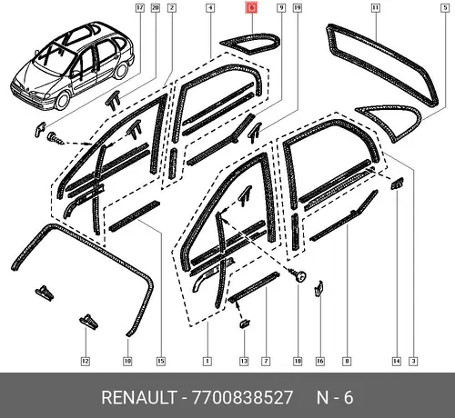 УПЛОТНИТЕЛЬ СТЕКЛА 7700838527 RENAULT