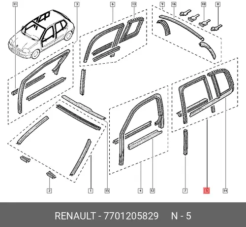 Уплотнитель двери RENAULT 7701205829