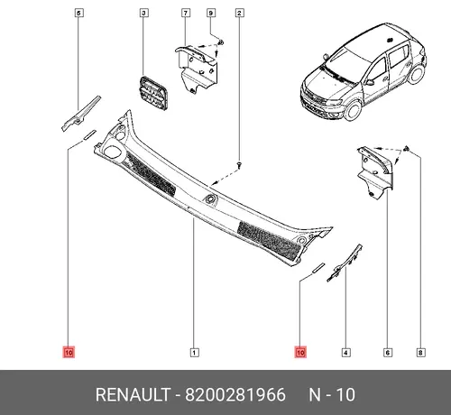 Уплотнитель двери RENAULT 8200281966