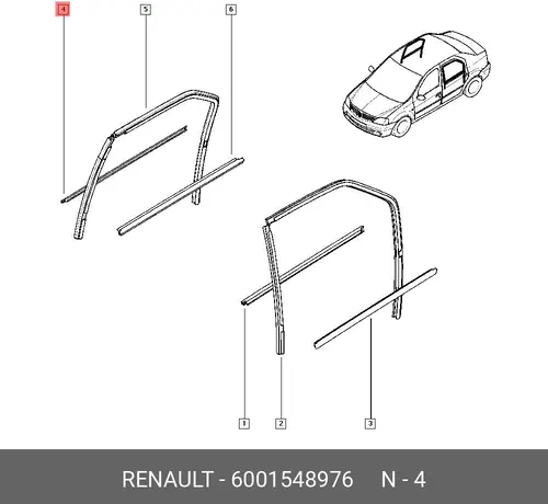 Уплотнитель двери RENAULT 6001548976