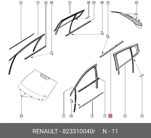 Уплотнитель двери RENAULT 823310040R