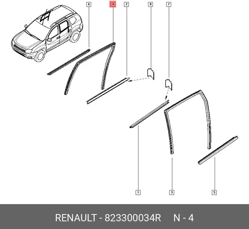 Уплотнитель двери RENAULT 823300034R