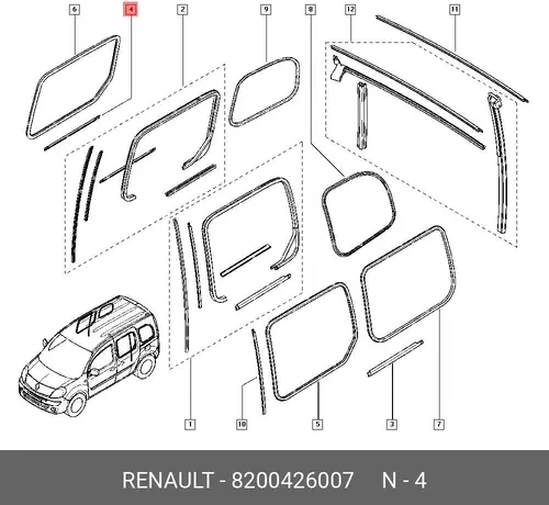 Уплотнитель двери RENAULT 8200426007