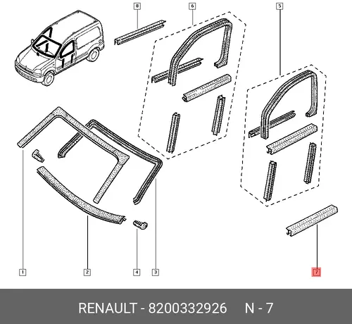 Уплотнитель двери RENAULT 8200332926