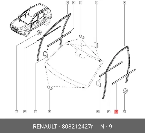 Уплотнитель двери RENAULT 808212427R