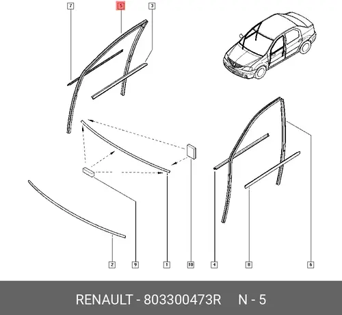 Уплотнитель двери RENAULT 803300473R
