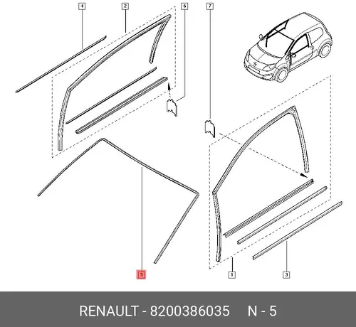 УПЛОТНИТЕЛЬ СТЕКЛА ЛОБОВОГО (РЕЗ) 8200386035 RENAULT