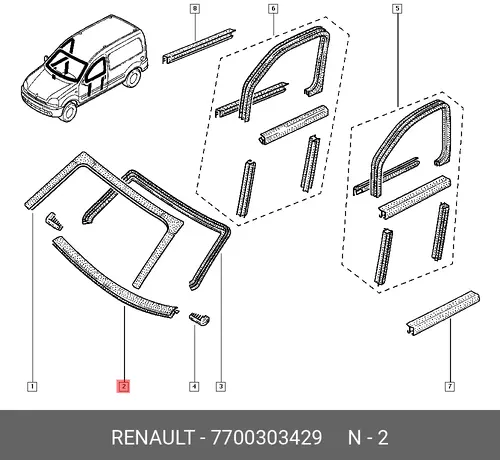 7700303429 УПЛОТНИТЕЛЬ ЛОБ. СТЕКЛА (РЕЗ) RENAULT