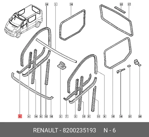 УПЛОТНИТЕЛЬ СТЕКЛА 8200235193 RENAULT