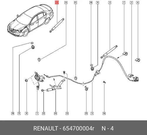 УПОР КАПОТА ПРАВ (МЕТ) 654700004R RENAULT