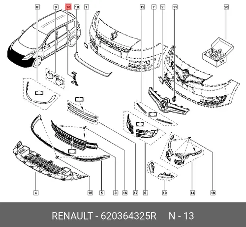 Усилитель бампера RENAULT 620364325R