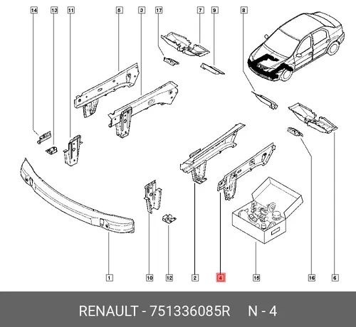 Усилитель бампера RENAULT 751336085R