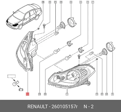 Фара RENAULT 260105157R