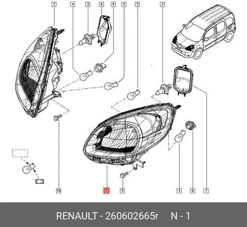 Фара RENAULT 260602665R