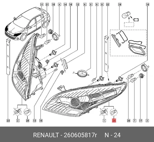 Фара RENAULT 260605817R