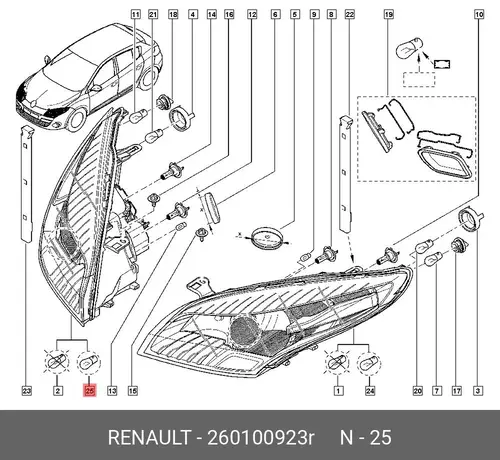 Фара RENAULT 260100923R