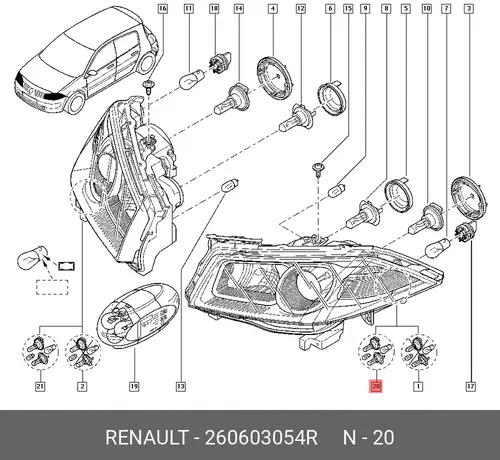 Фара RENAULT 260603054R