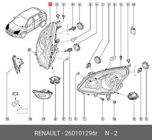 Фара RENAULT 260101296R