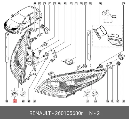 Фара RENAULT 260105680R