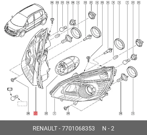 Фара RENAULT 7701068353