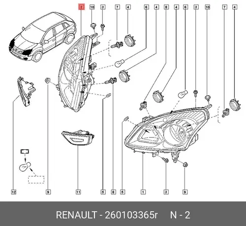Фара RENAULT 260103365R