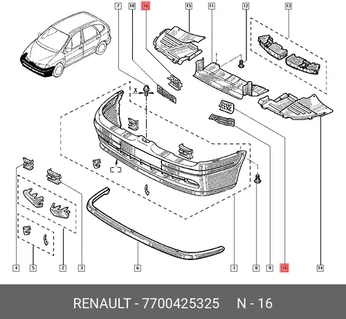 КРОНШТЕЙН БАМПЕРА (RENAULT) 7700425325