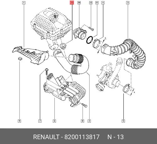 фиксатор возд фильтра!\ Renault 8200113817