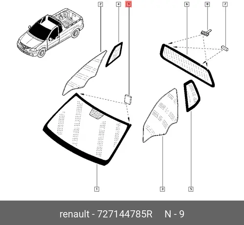  727144785R ФИКСАТОР УПЛОТНИТЕЛЯ ЛОБОВОГО RENAULT