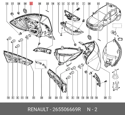 Фонарь задний RENAULT 265506669R