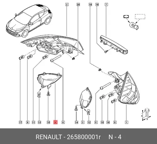 Фара противотуманная RENAULT 265800001R