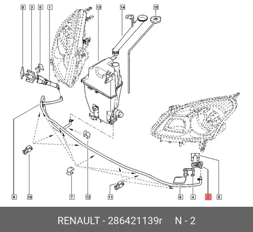  ЖИКЛЕР ОМЫВАТЕЛЯ ФАР 286421139R RENAULT