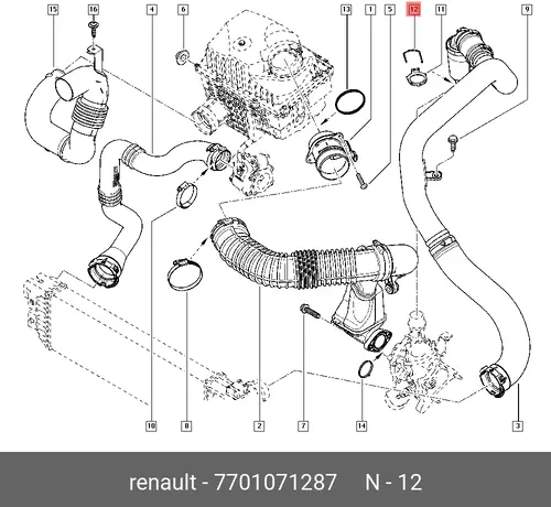 ХОМУТ ПАТРУБКА ОХЛ ДВС (МЕТ) 7701071287 RENAULT