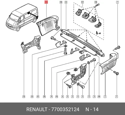 ЧАСТЬ БАМПЕРА ПР (ПЛАС) 7700352124 RENAULT