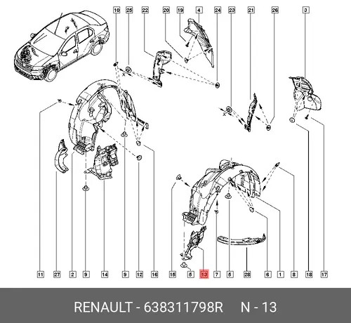 Подкрылок RENAULT 638311798R