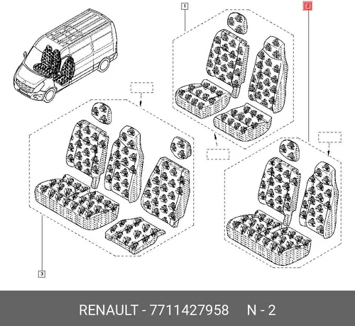 Чехлы на сиденья перед. RENAULT Master I 7711427958