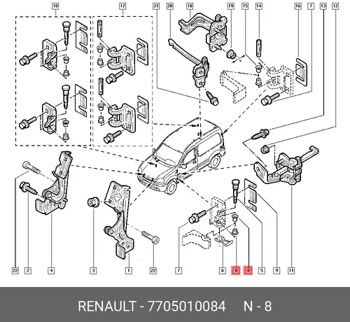втулка двери!\ Renault 7705010084