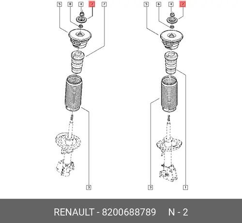 ШАЙБА АМОРТИЗАТОРА ПЕР. D=40ММ 8200688789 RENAULT