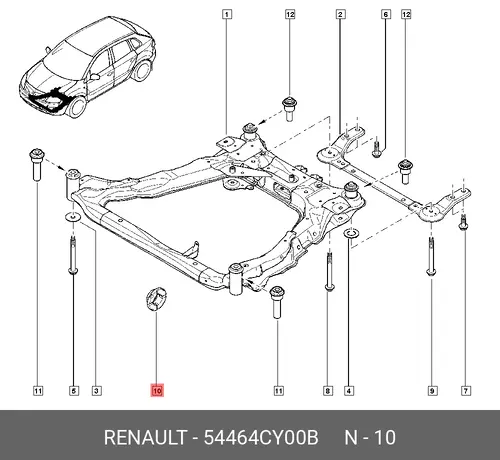 ОГРАНИЧИТЕЛЬ ХОДА ПОДВЕСКИ ПЕР (РЕЗ) 54464CY00B RENAULT