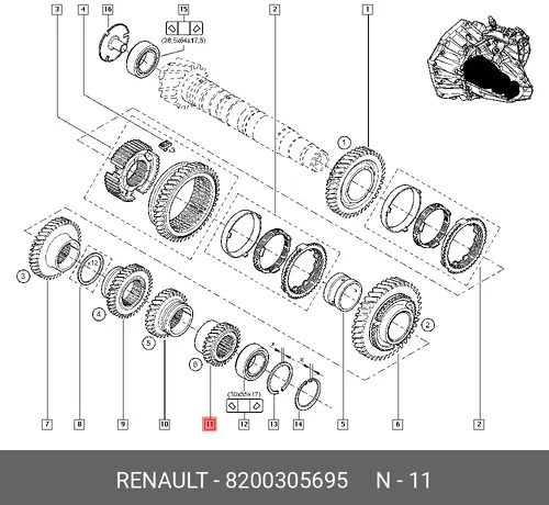 Шестерня КПП RENAULT 8200305695