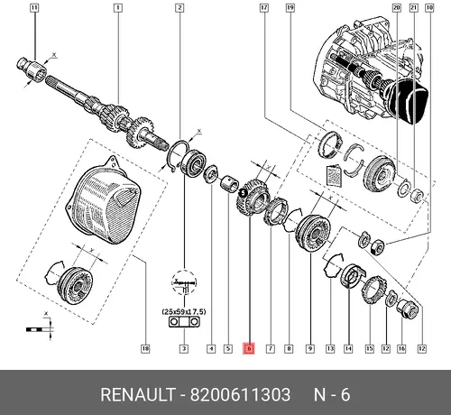 Шестерня КПП RENAULT 8200611303