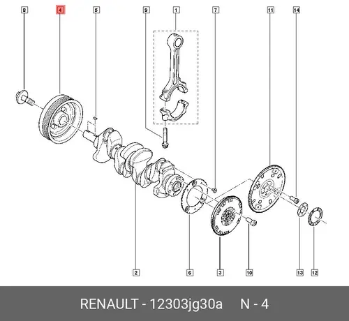Шкив коленвала RENAULT 12303JG30A