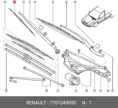 Щетка стеклоочистителя 7701049050 RENAULT