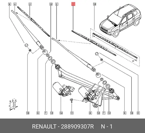 Щетка стеклоочистителя 288909307R RENAULT